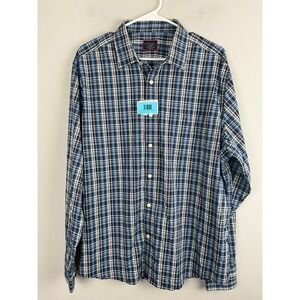 UNTUCKit Montecarlo  Mens Blue Plaid Long Sleeve‎ Classic Fit Size X-Large